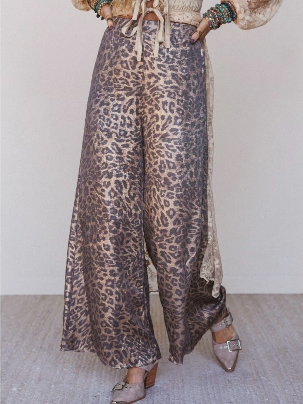 Eesome Los Angeles Leopard Print Wide-Leg Pants